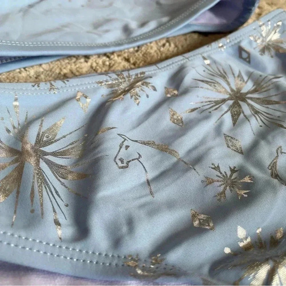 Disney Frozen 2 Two Piece Bikini Swim Set Girl's Blue Silver Metallic: 7/8 years - Picture 2 of 6